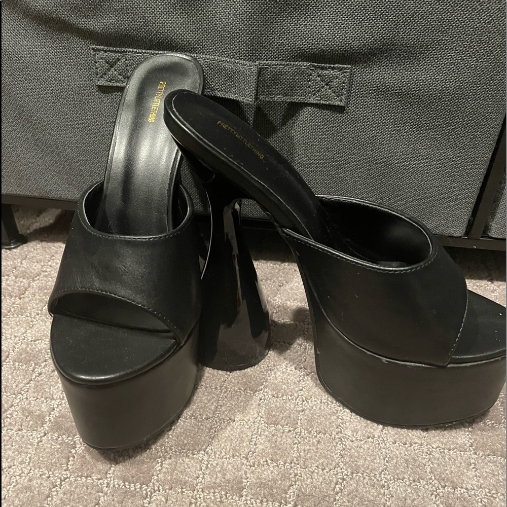 Black platform mules